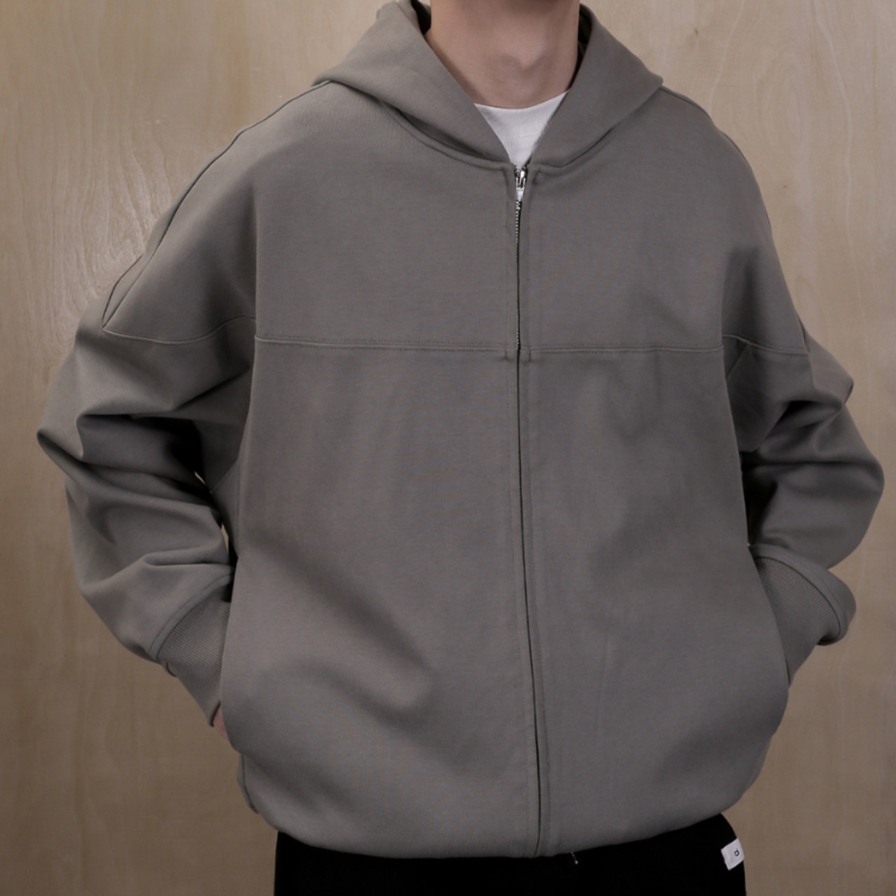カジュアルスプリット両ジップパーカー　0815