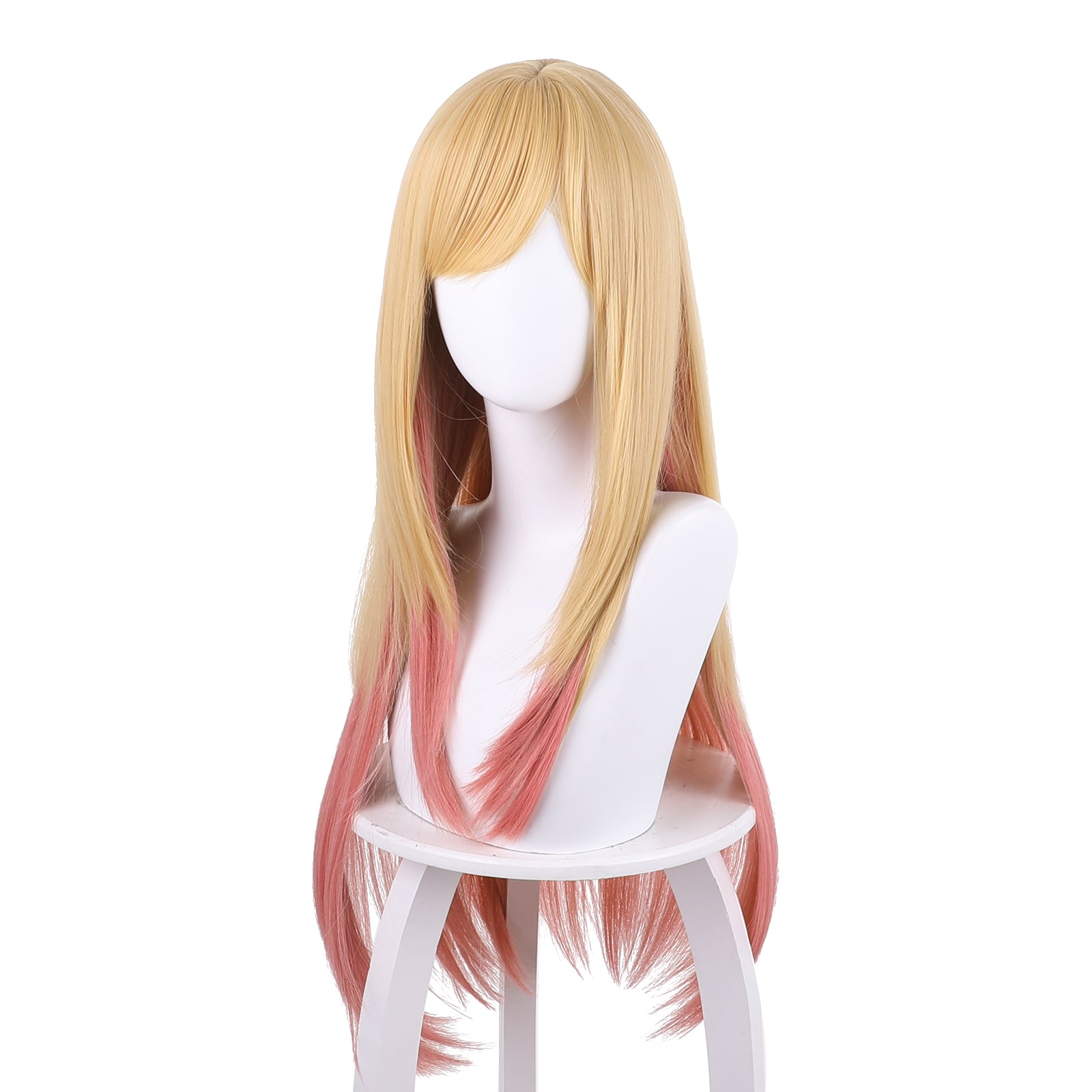 ピンクエイジ！ ロングウィッグ アイボリーゴールドグラデーション 55cm コスプレ耐熱ウィッグ ゴールド ピンク 2トーン グラデーション ロング