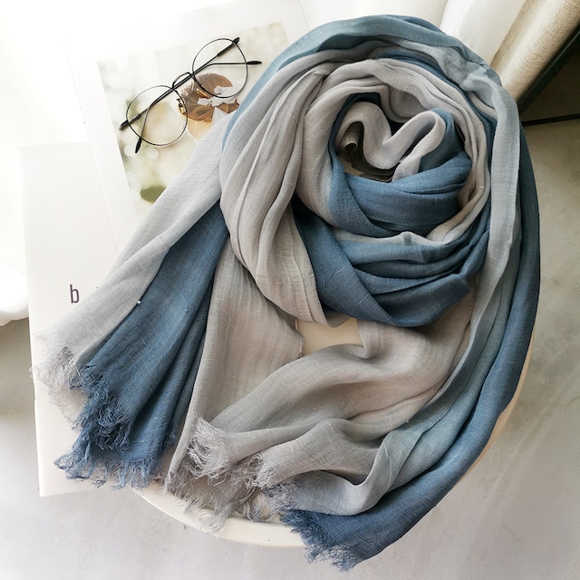 15色展開 スカーフ 綿麻 グラデーションカラー お出かけコーデ エレガント
