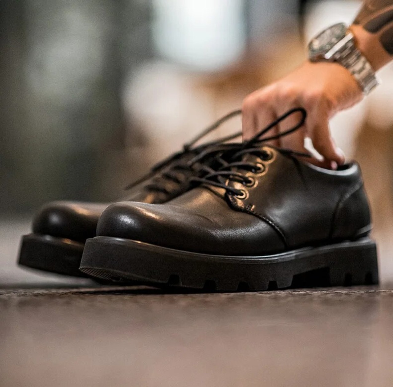 Matte Black Thick Sole Shoes / マット ブラック シック ソール シューズ