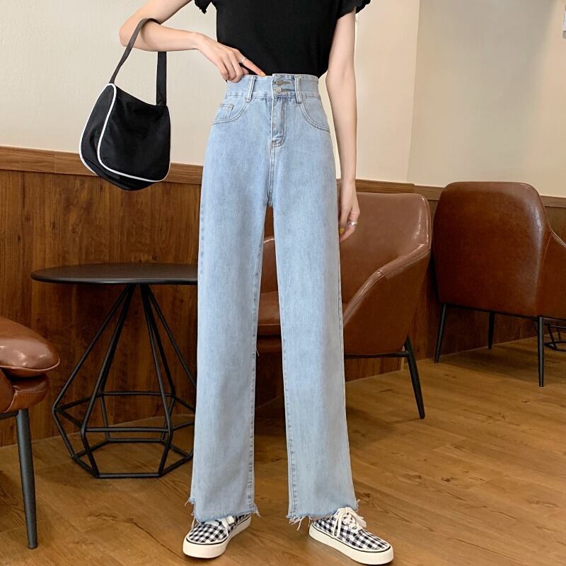 ハイウェストジーンズ スプリングオータムルーズパンツ 春物 秋物 1号婦人53256710250