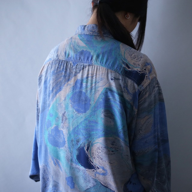 beautiful abstract painting full pattern over silhouette shirt