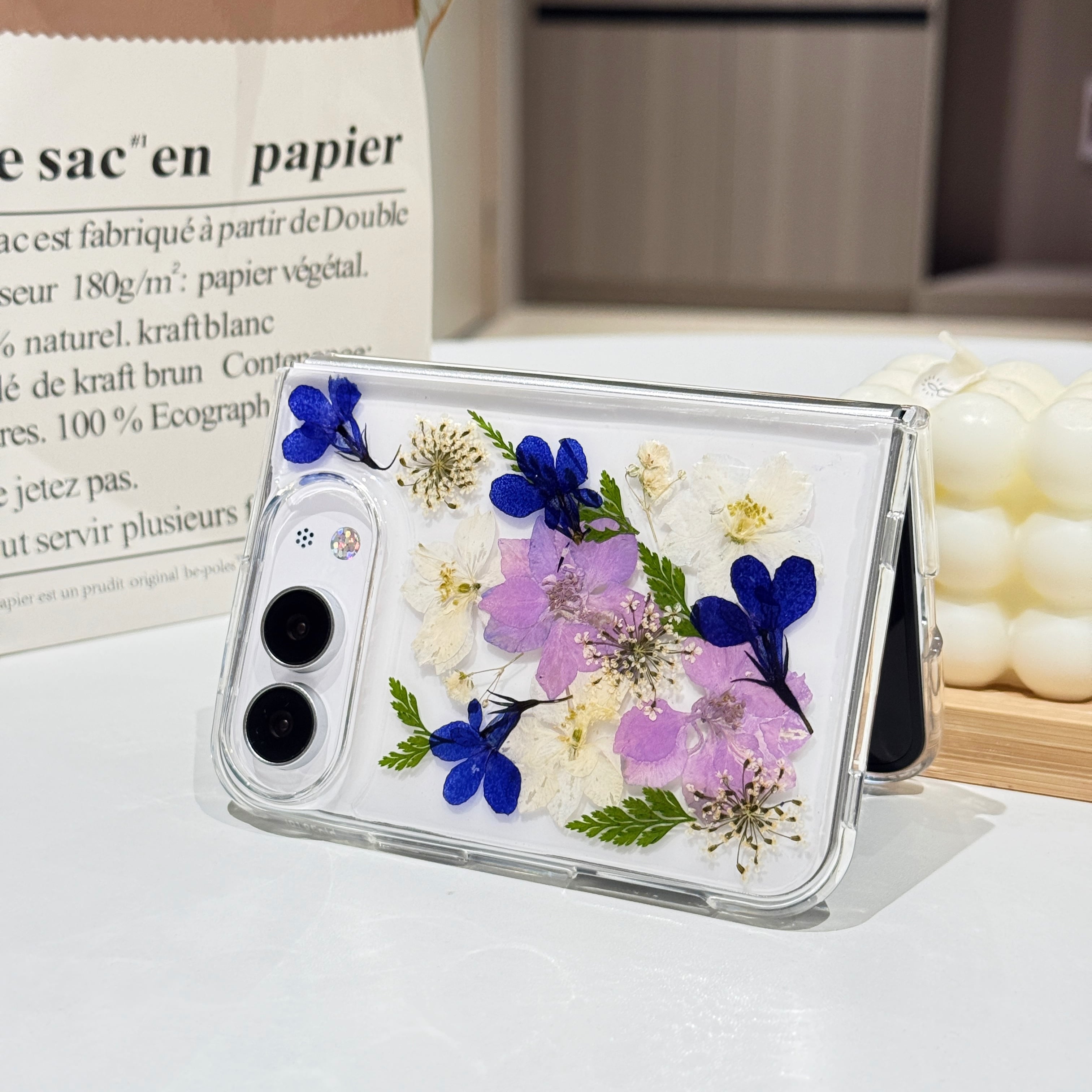 ＊*..優しい彩りのお花を添えて..＊°.爽やかアレンジ　クリアケース付 小さな花庭 iPhone Duoケース クリア おしゃれ 押し花 ドライフラワー
