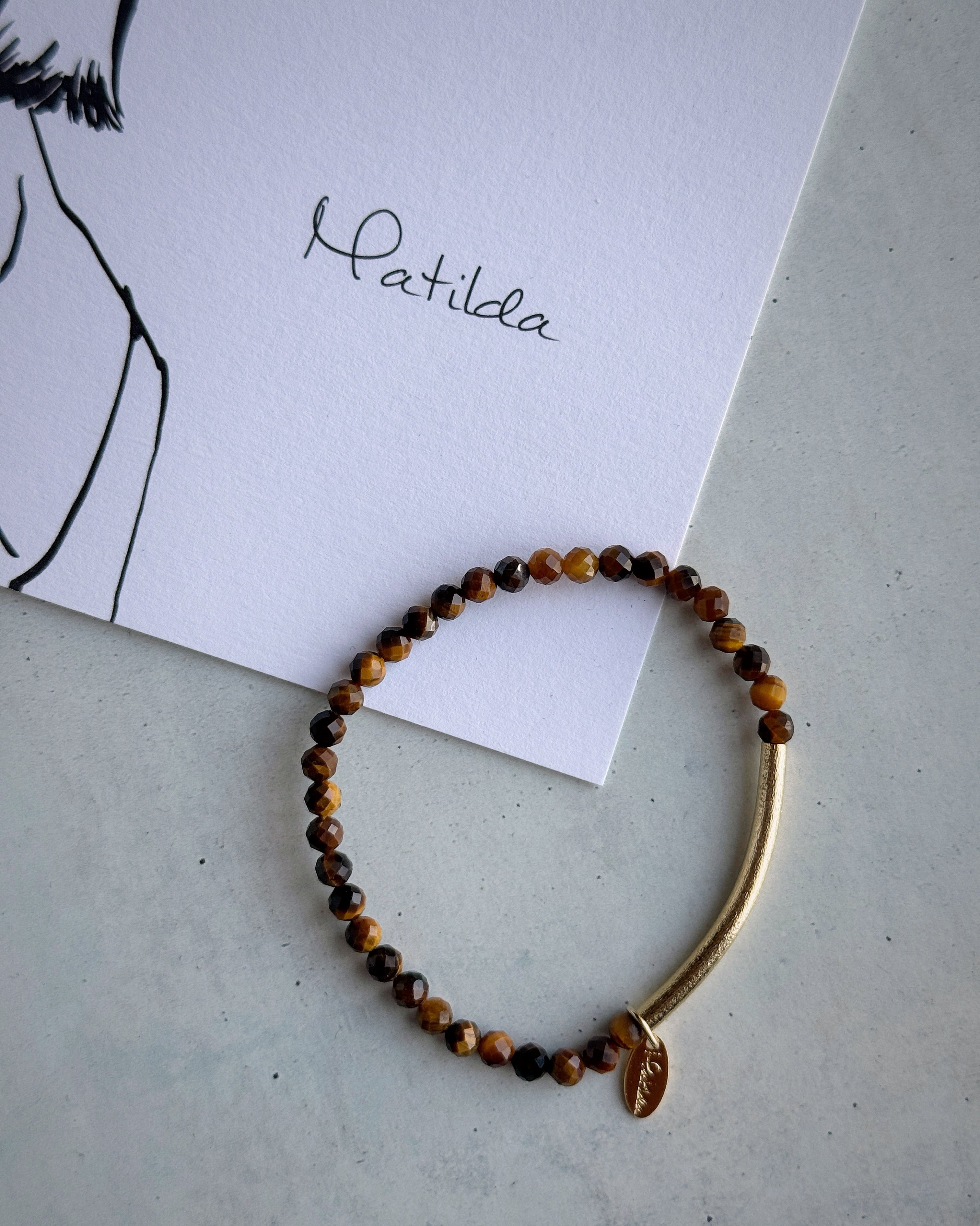 Tube & stone bracelet(タイガーアイ)
