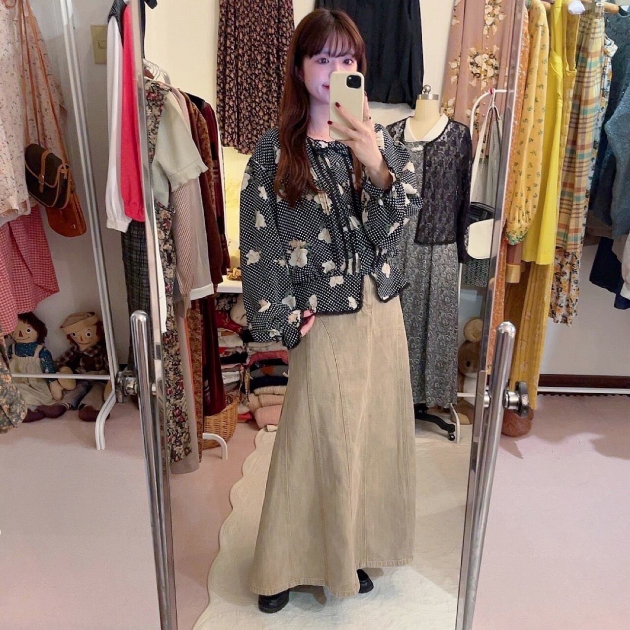 black dot flower peplum blouse