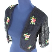 【美品 社交ダンス衣装】トップス 黒 ブラック 花柄 かわいい 可愛い カラフル レース 刺繍 シンプル クラシカル シック 上品