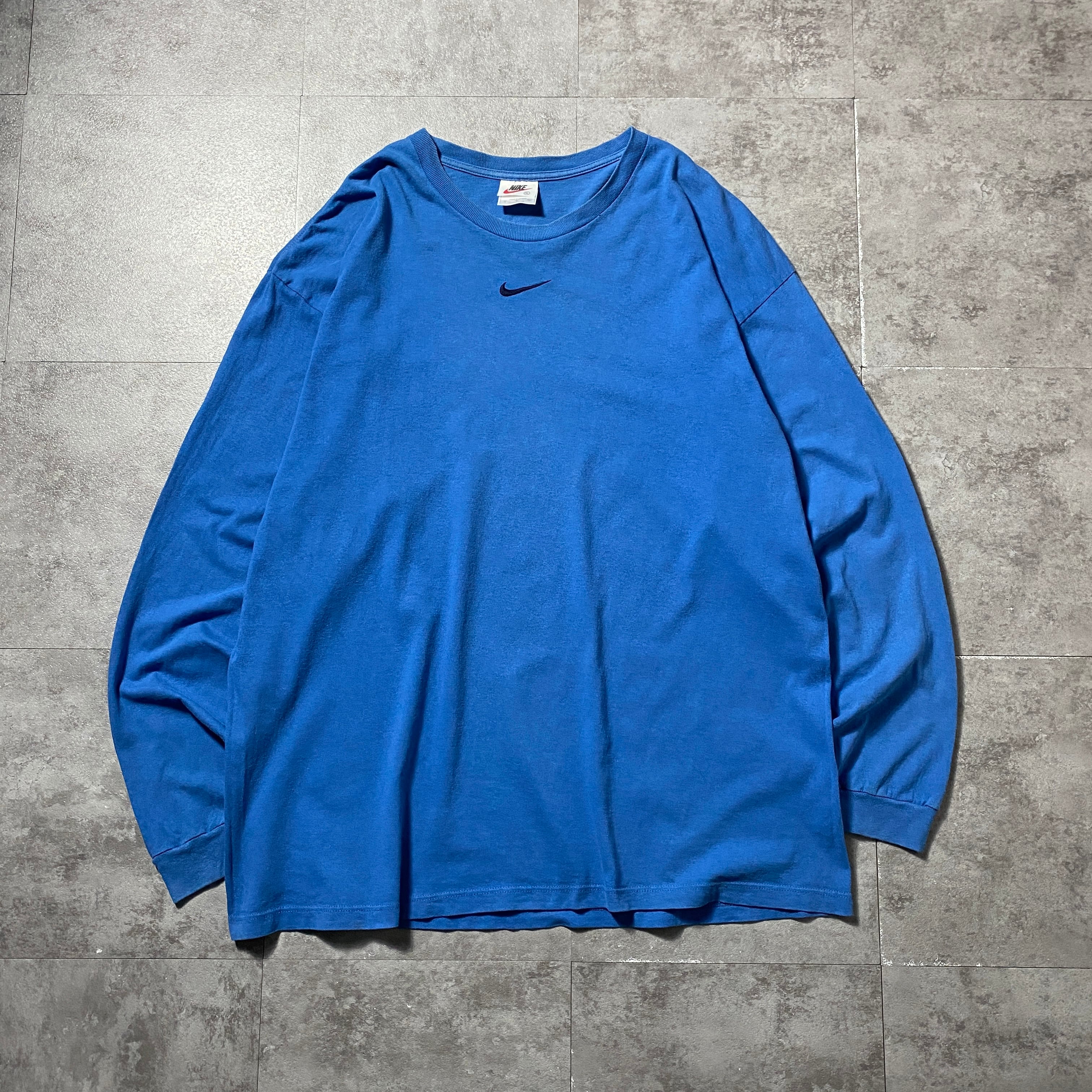 90's NIKE ナイキ センタースウォッシュ 刺繍ロゴ メキシコ製 ブルー T