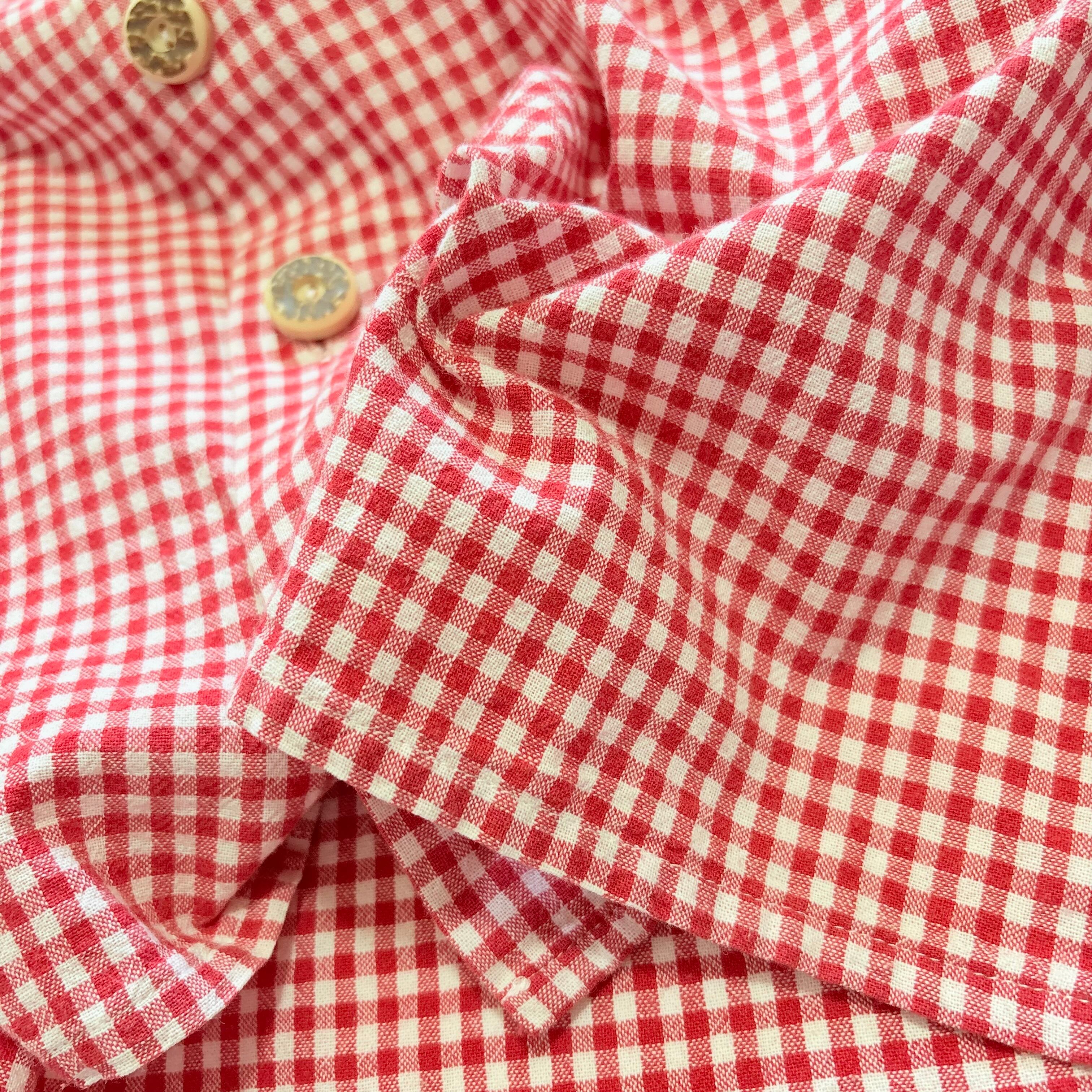 1970s-1980s Euro vintage Gingham Check Tyrolean Shirt／ヨーロッパ