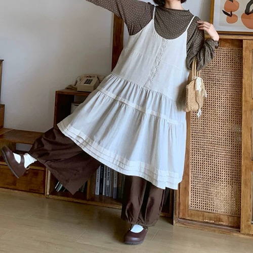 裾タックワイドパンツ ・12243