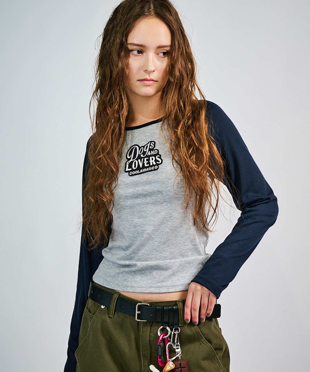 Dog & LOVERS ラグランスリーブ L/S Tシャツ (NAVY) CQ-49069