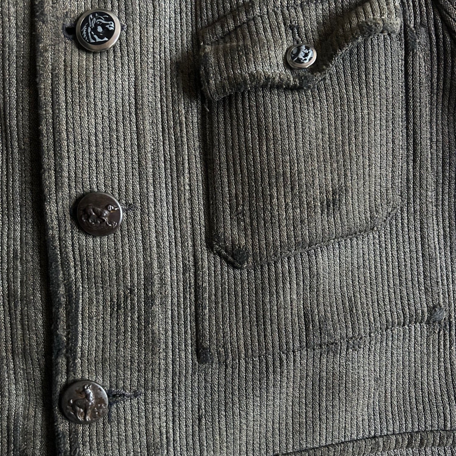 フランス コットンピケ 動物ボタン ハンティングジャケット 40's