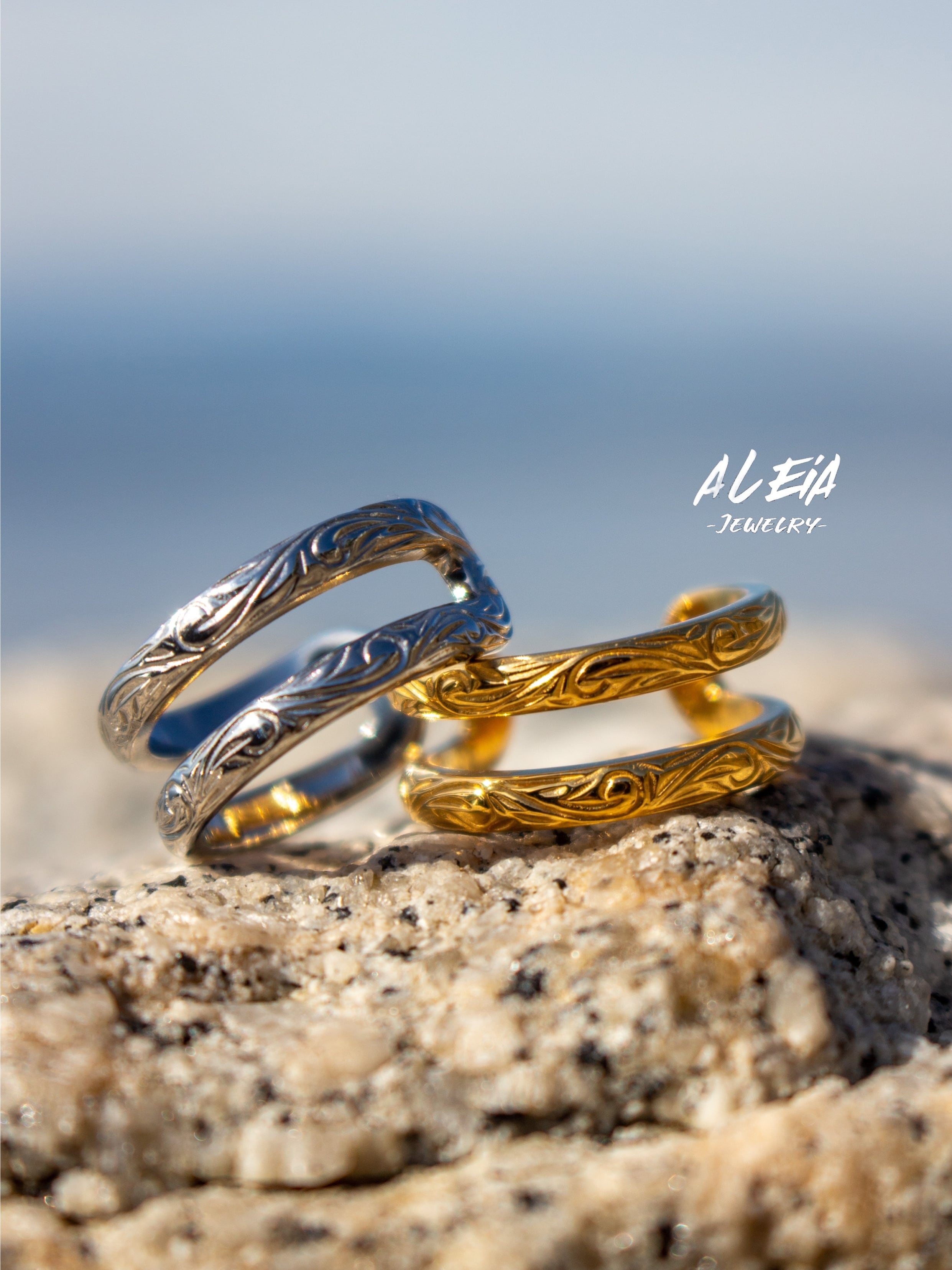 《刻印可能》二重ハワイアンリング　[316L] ハワイアンジュエリー | ALEIA【Hawaiian jewelry 】サージカルステンレス  powered by BASE