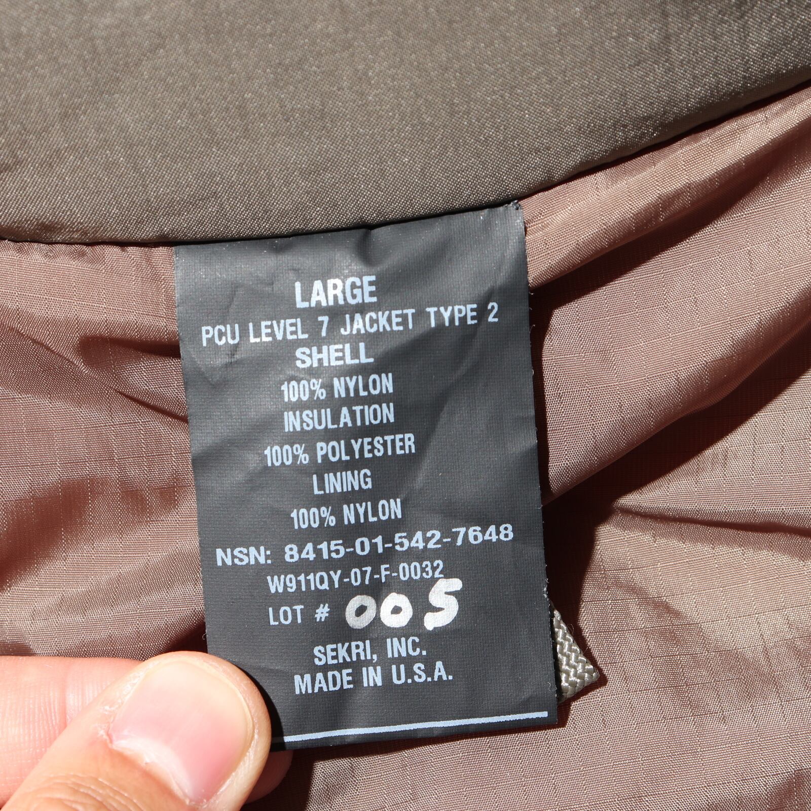 Mint Condition L PCU Level7 Type2 米軍実物 Sekri 07年 Mint Condition L PCU Level7 Type2 米軍実物 Sekri 07年