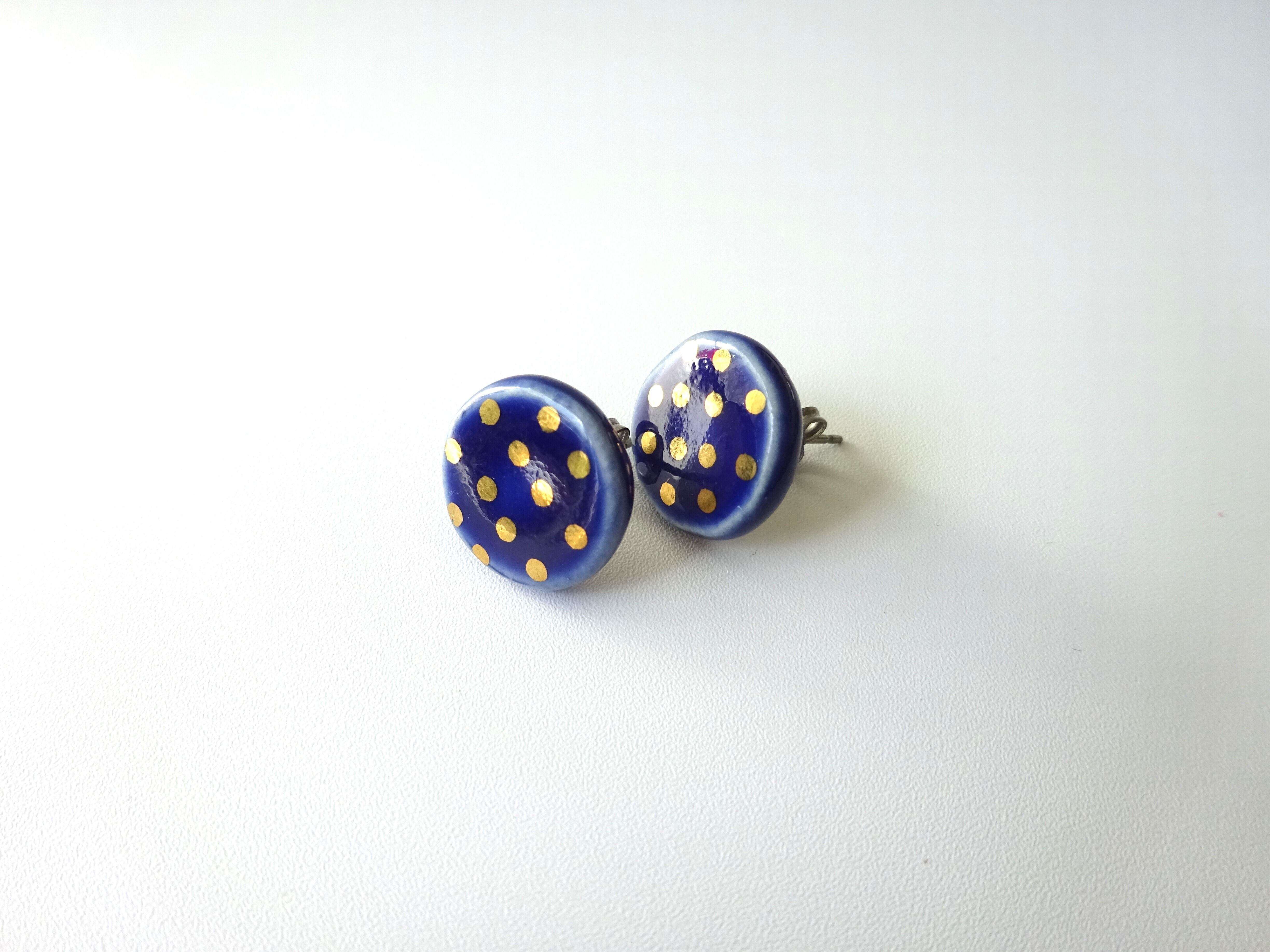 金彩dot round pierce／earring（青）