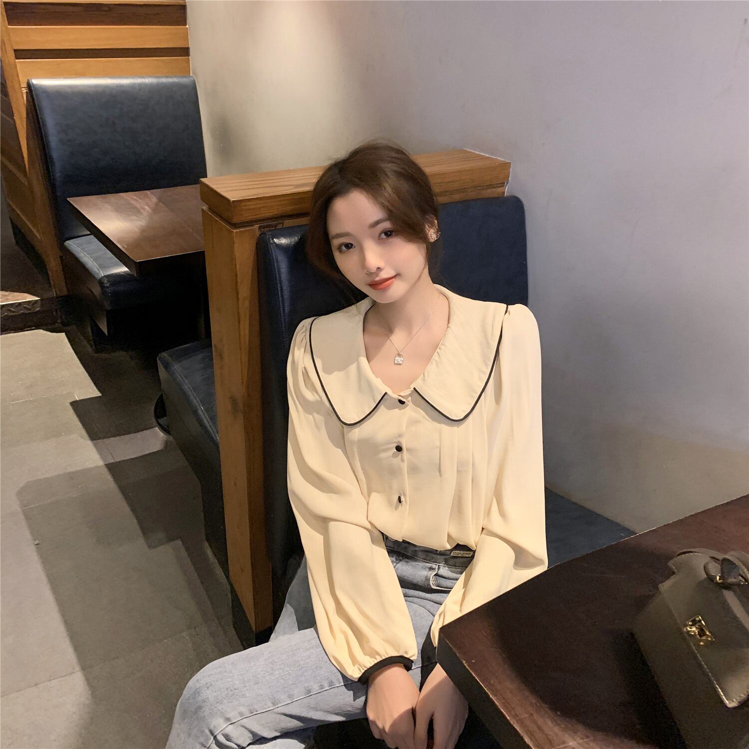 スプリングカラーレッドシャツ ルーズトップス ロング 春物 6Du_Shop_Women3803773504