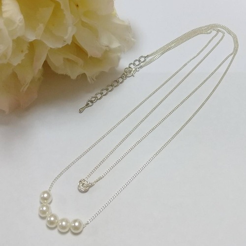 ホワイトパール&ロンデルの2連ネックレス 画像