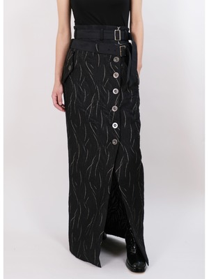 S-02 Jacquard Double belt Skirt <BLACK>