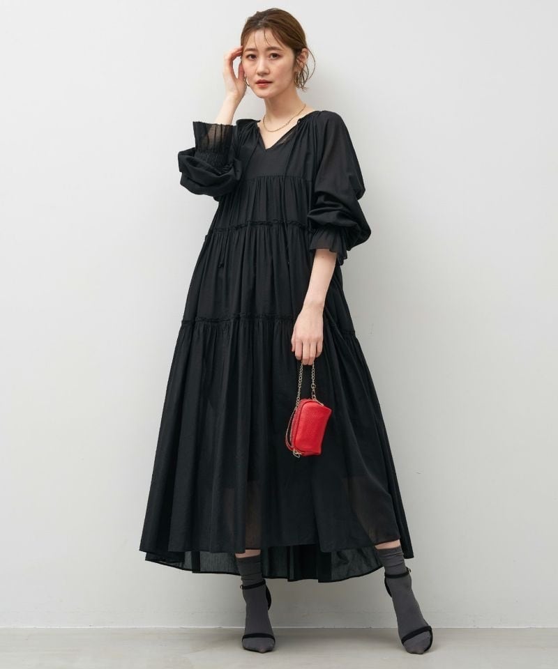 【MICA&DEAL マイカアンドディール】GATHER VOILE ONE PIECE ギャザーボイルワンピース 0125304226