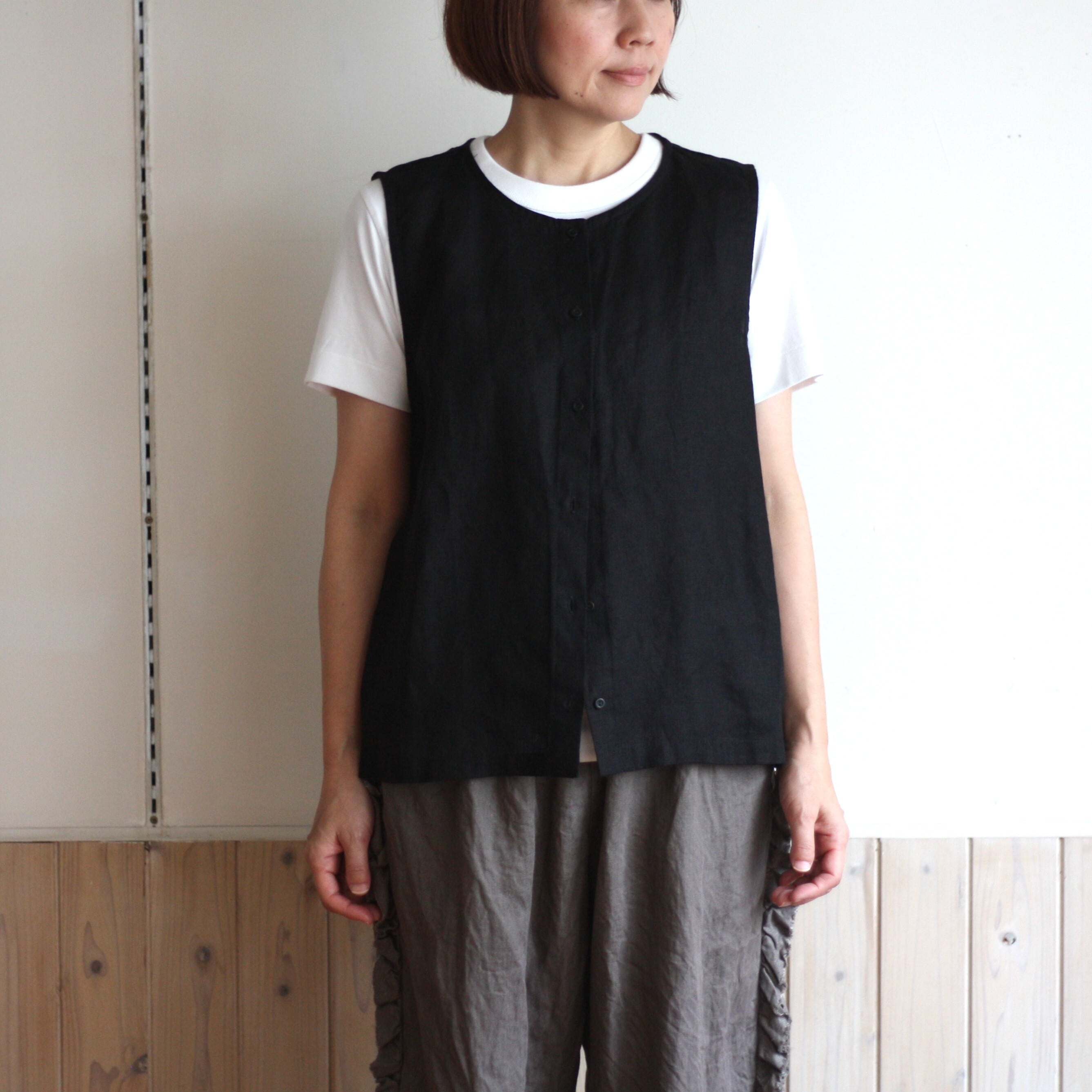 fog linen work フォグリネンワーク リネンパイピングエプロン | tous