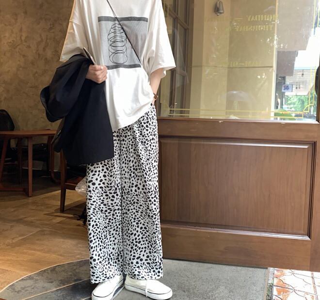 ダルメシアン柄 ワイドパンツ ロングパンツ カジュアル ストリート Luluca 韓国トレンドファッションluluca ルルカ ダルメシアン柄 ワイドパンツ ロングパンツ カジュアル ストリート Luluca 韓国トレンドファッションluluca ルルカ