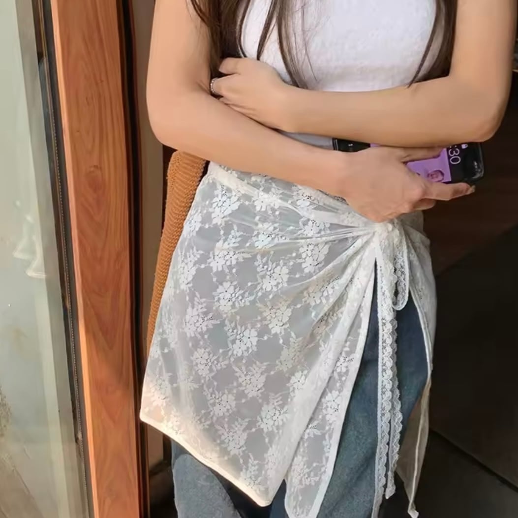 フラワーレースラップスカート