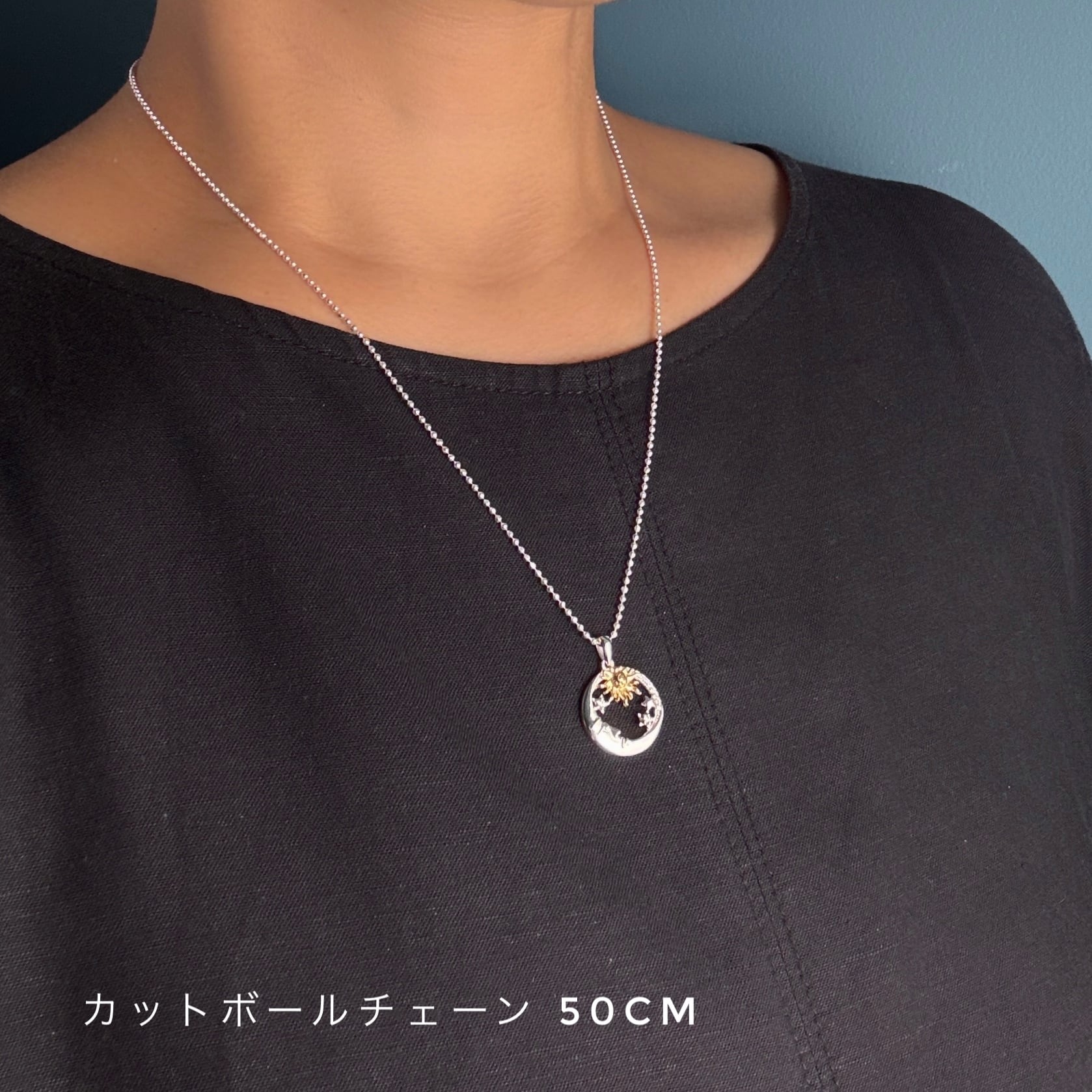 ラスト2！】New Sun and Moon ゴールド ＆ シルバー mix ペンダント