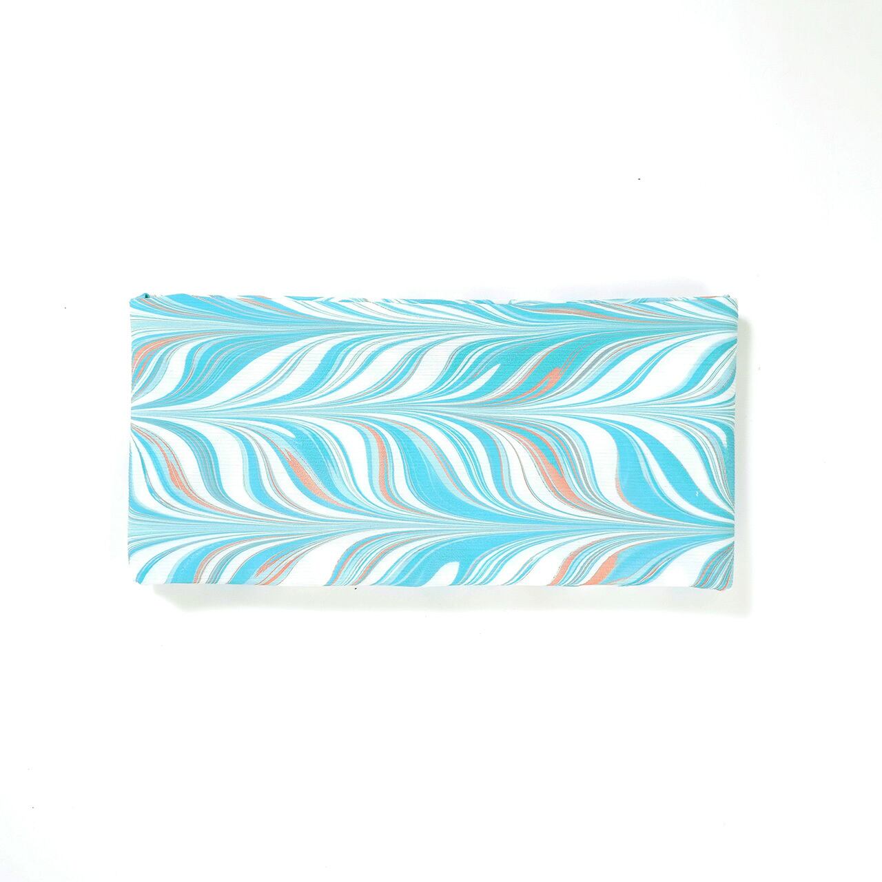 ❤︎リバーシブル半幅帯 ハート墨流し［ Blue×orange 矢羽］ | Marble+