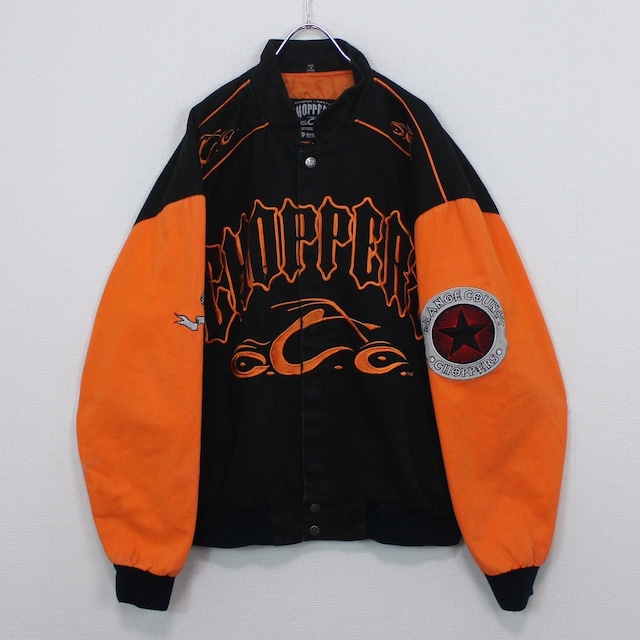 【Caka act2】"Orange County Choppers" Embroidery × Wappen Vintage Loose Racing Jacket