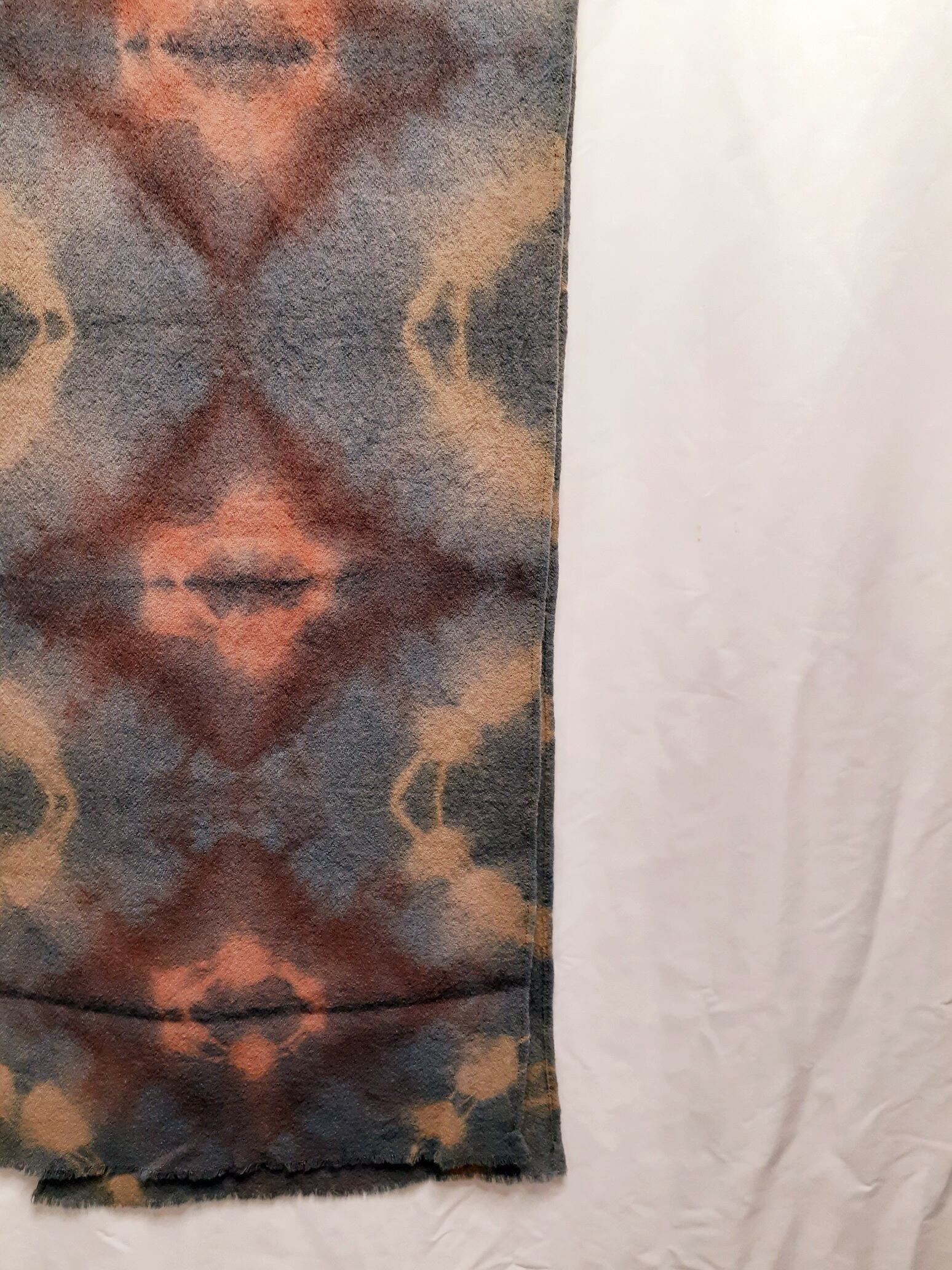 手染めウールストール(藍染×ベンガラ染め)