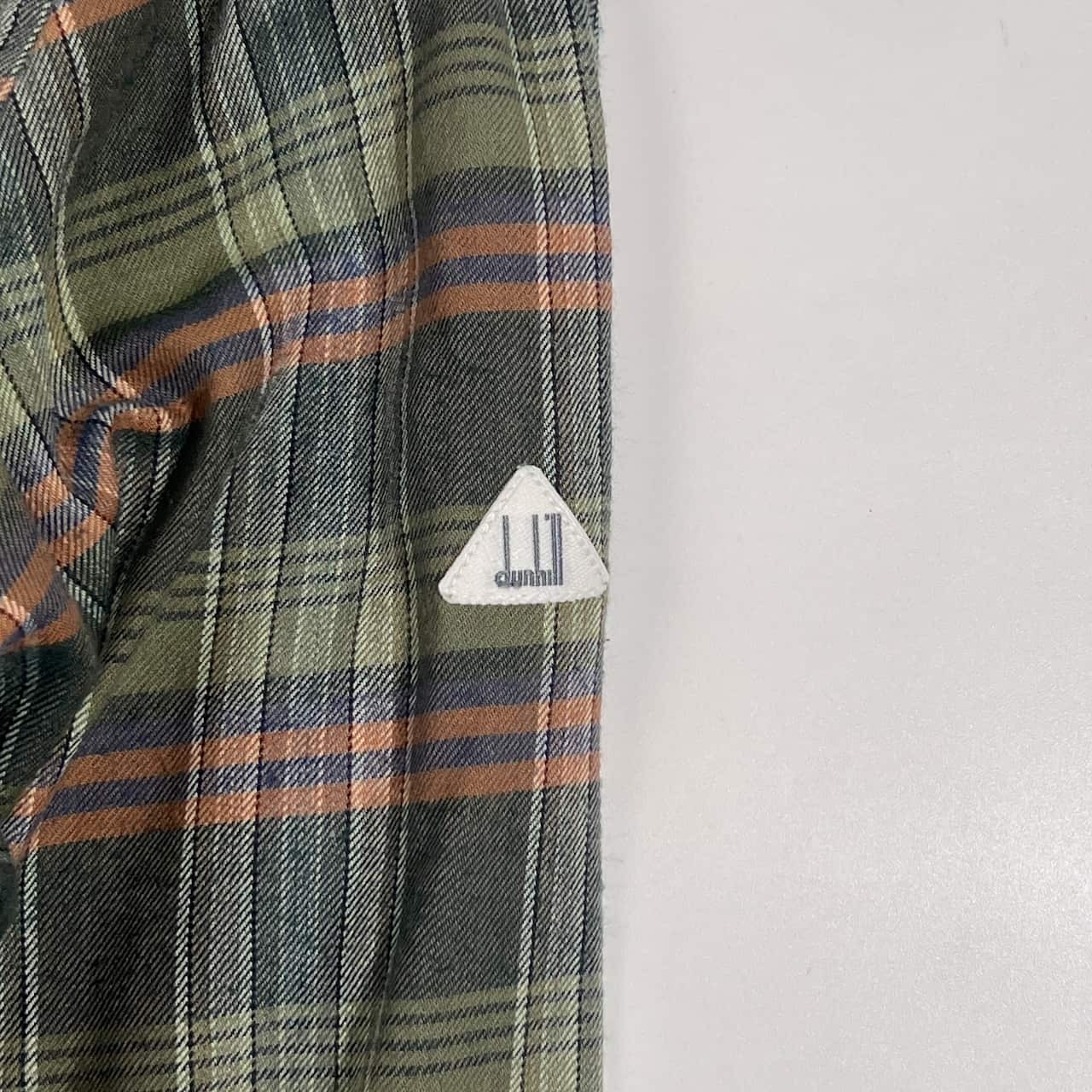 dunhill SPORT ダンヒル スポーツ チェック柄 切替デザイン 長袖 シャツ 2/グリーン系 メンズ ゴルフ