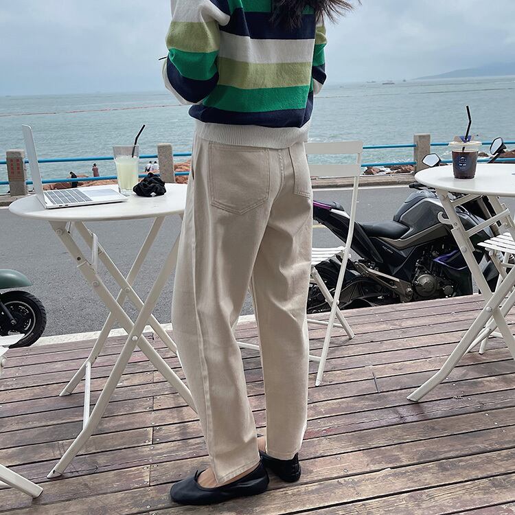 ワイドレッグパンツ オータムウェストルーズ薄手ソリッド カラーロング 秋物 ワイドパンツ ソリッドカラー ビッグFスモールZ韓国5172779020