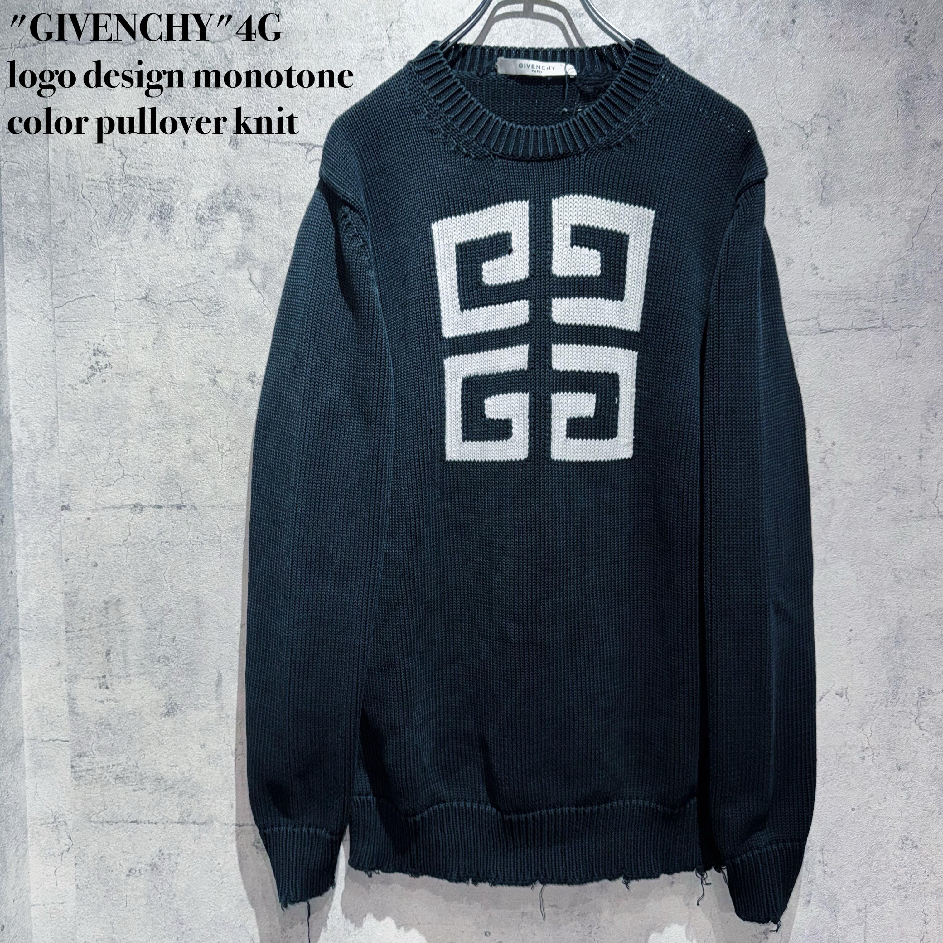 "GIVENCHY"4G logo design monotone color pullover knit