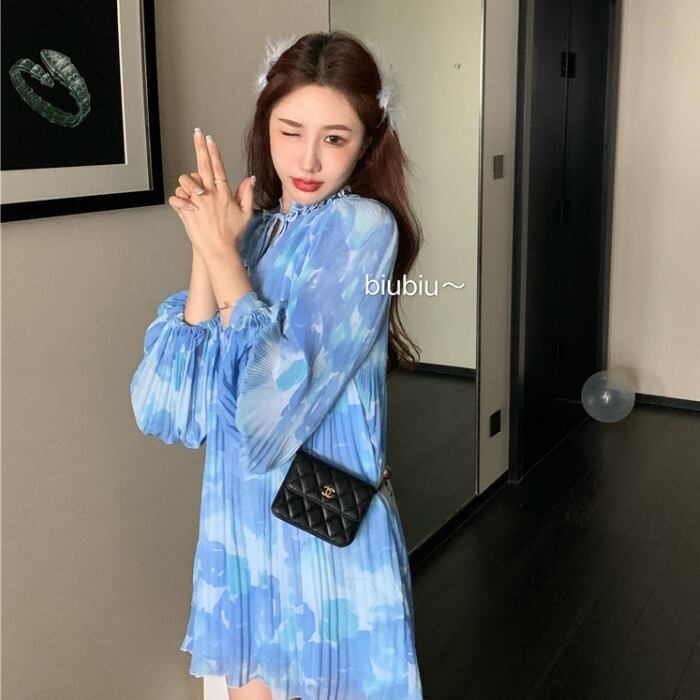 スカート スプリングスタンダードドレス 長袖スリーブ ロング レトロ 大人ガーリー スウィート キュート カジュアル 春物 ドラファッションホール494848852