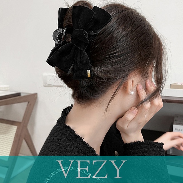 大きめ バンスクリップリボン ヘアアクセサリー お洒落 リボン ベルベット シンプル ハーフアップ ヘアクリップ 女性 髪留め おしゃれ 髪留め クリップ ヘアアクセ ベジー VEZY ItemNo.【18930628 】
