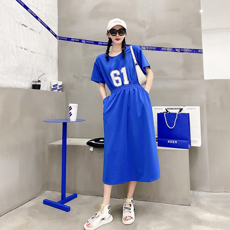 サマーカジュアルドレス スカート 大きめサイズ 夏物 ミックスインファッション66142629689