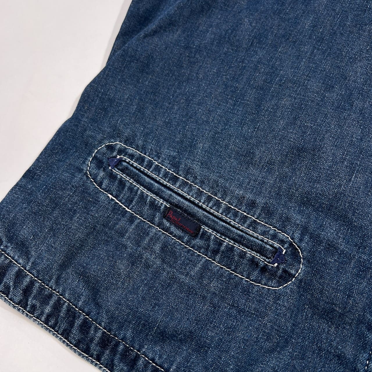 Papas パパス 裏地総柄 コットン リネン デニム ジレ ベスト サイズ 50 L /インディゴ系