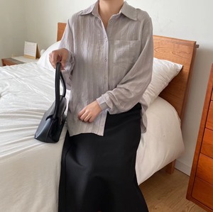 シアーストライプシャツ　 AJ−2205-1130