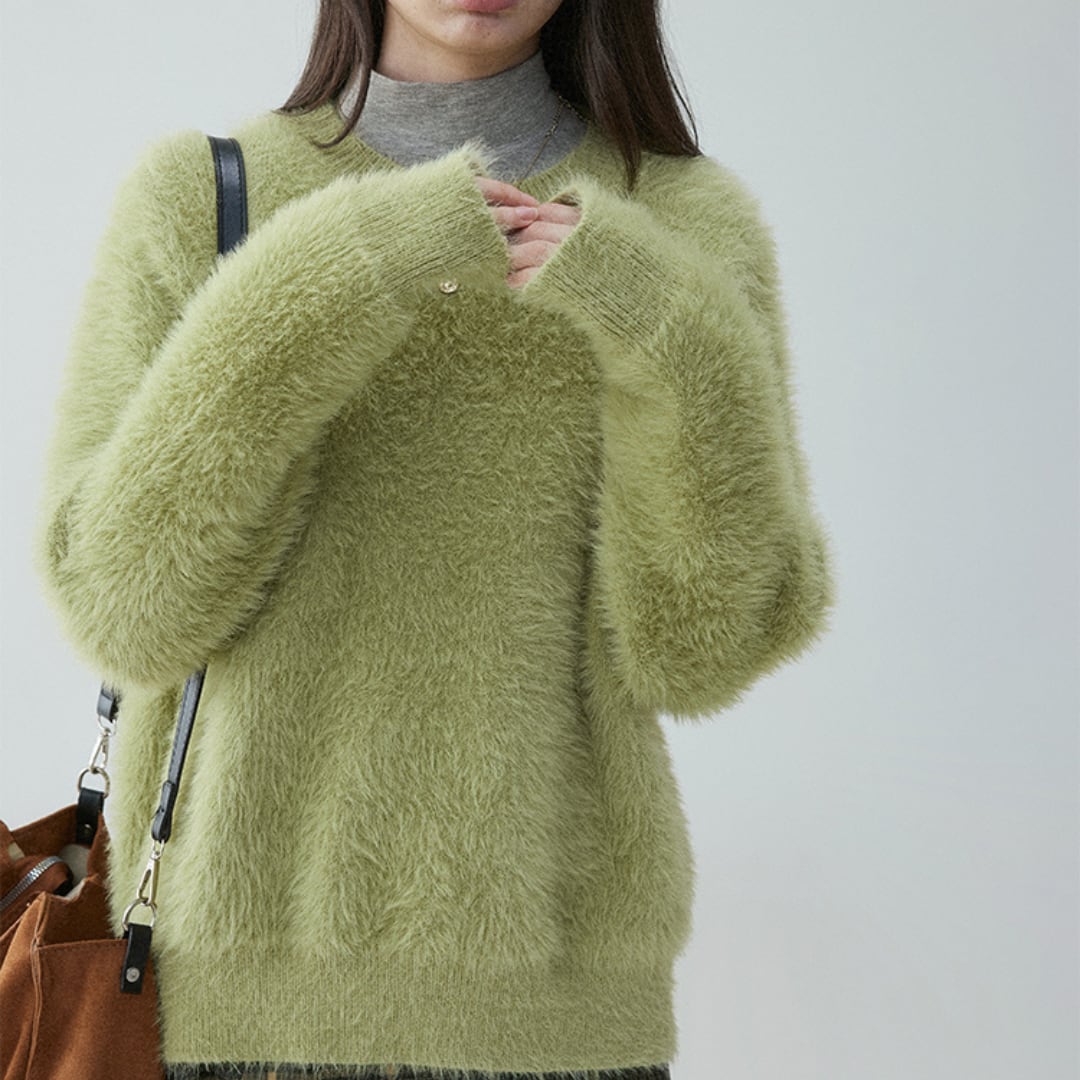 green round neck loose top