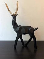 レジン　トナカイ　鹿　ブラック　黒　ゴールド　金　Lサイズ　オブジェ　置物　装飾　フィギュア　玄関　寝室　リビングルーム　ベットルーム　キッズルーム　テーブルトップ　２個セット