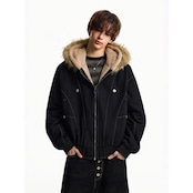 【暖かさUP】メタルボタンファー中綿ジャケット T1949