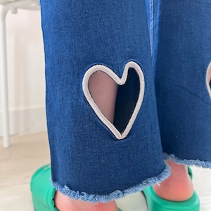 cut out heart stretch denim_LN0573