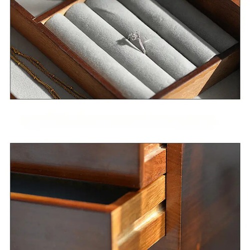 木製 ジュエリーボックス ３段 イヤリング ピアス リング 収納 アクセサリーケース 小物収納 小物ケース