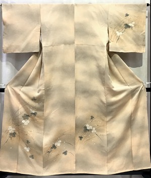 着物・附下・正絹・植物文様・うすオレンジ系地・No.200701-1065・梱包サイズ80