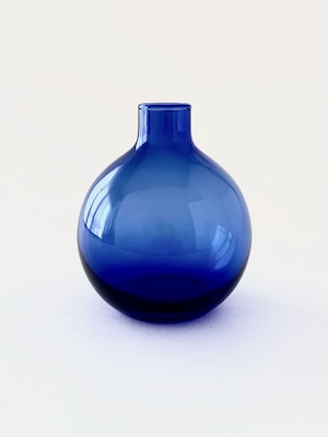 丸いガラスの花瓶 ブルー / Round Glass Vase Blue