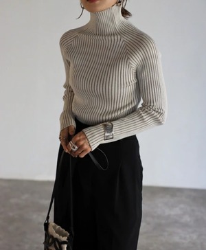 ナンバーミーTOKYO" HIGH-KNECK RIB KNIT"ECRU