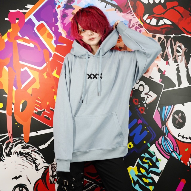MINIMAL LIGHT BLUE HOODIE【全刺繍Design】