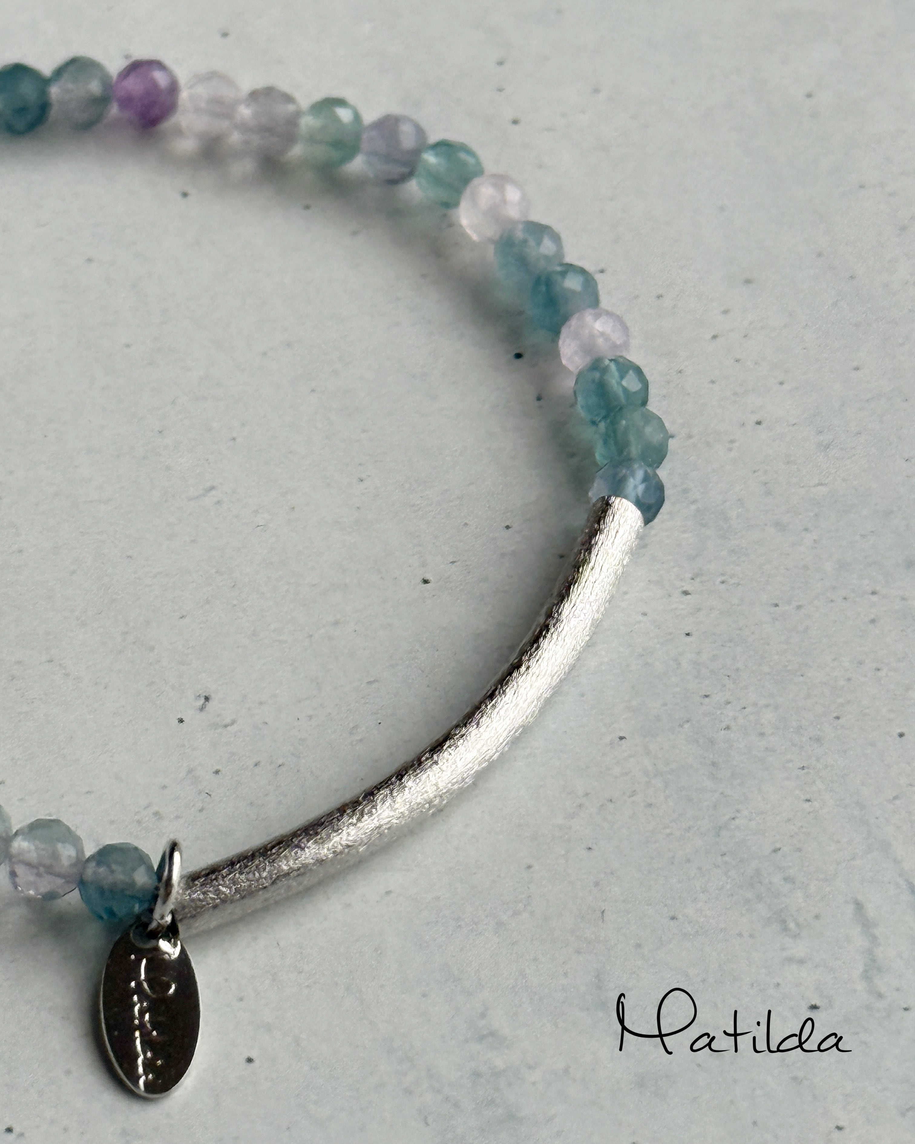 【再販】Tube & stone bracelet(フローライト)