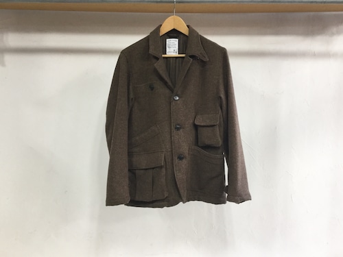 H UNIT STORE LABEL"TWEED HANDS FREE JACKET BROWN"