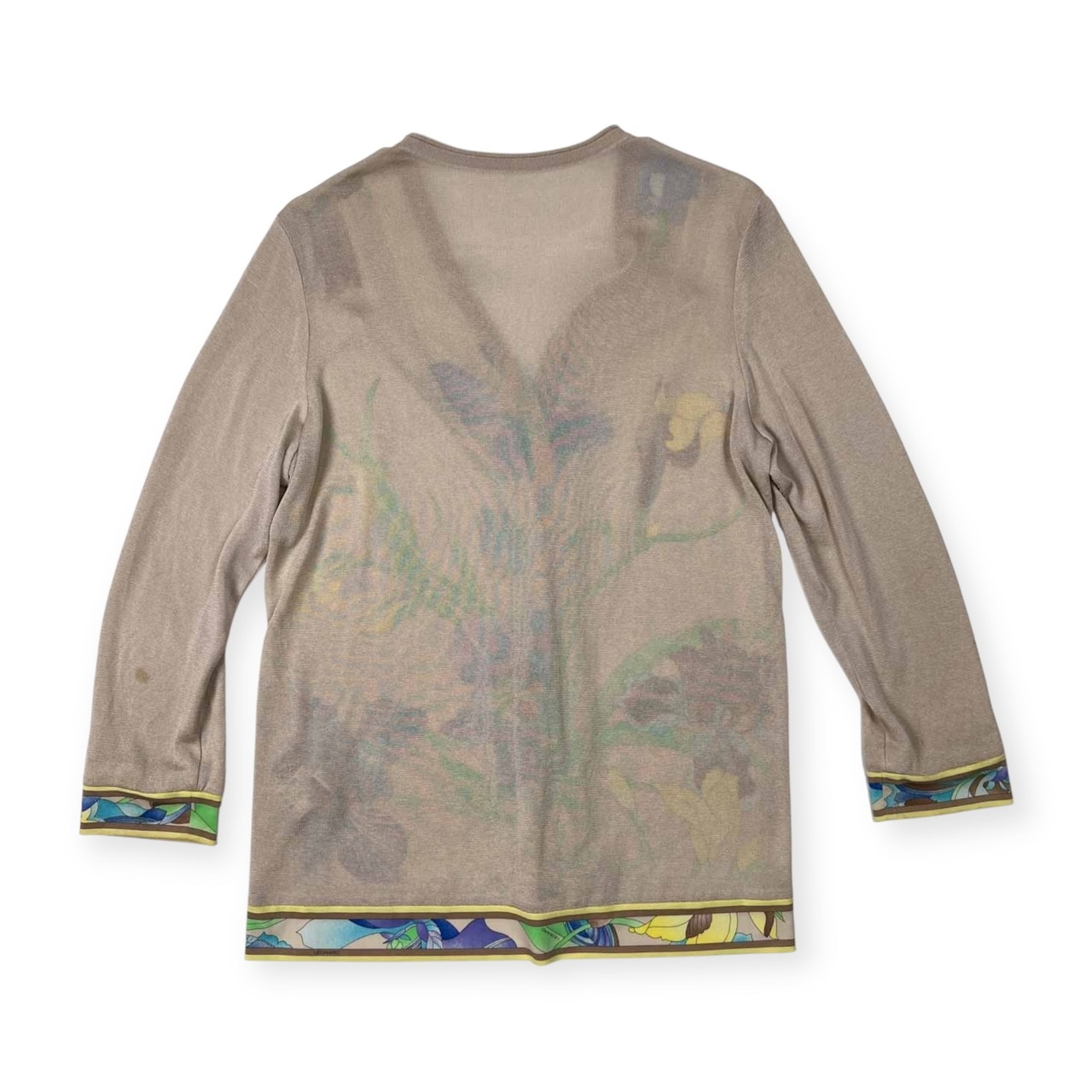 LEONARD レオナール 花柄 切替 シルク混 メッシュ カーディガン サイズ 38 /レディース/ベージュ系/絹混