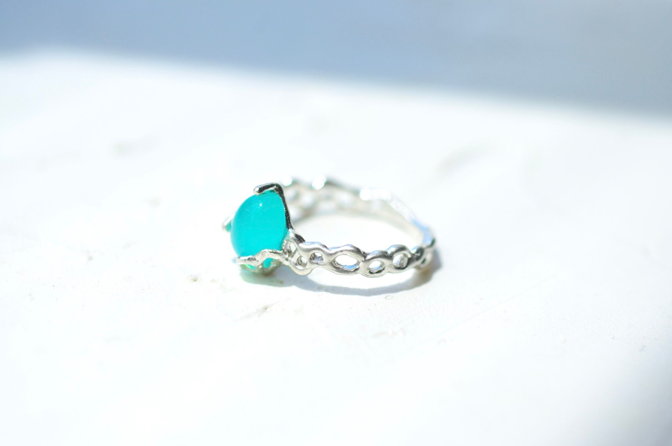 mineral meshリング《シーブルーカルセドニー》